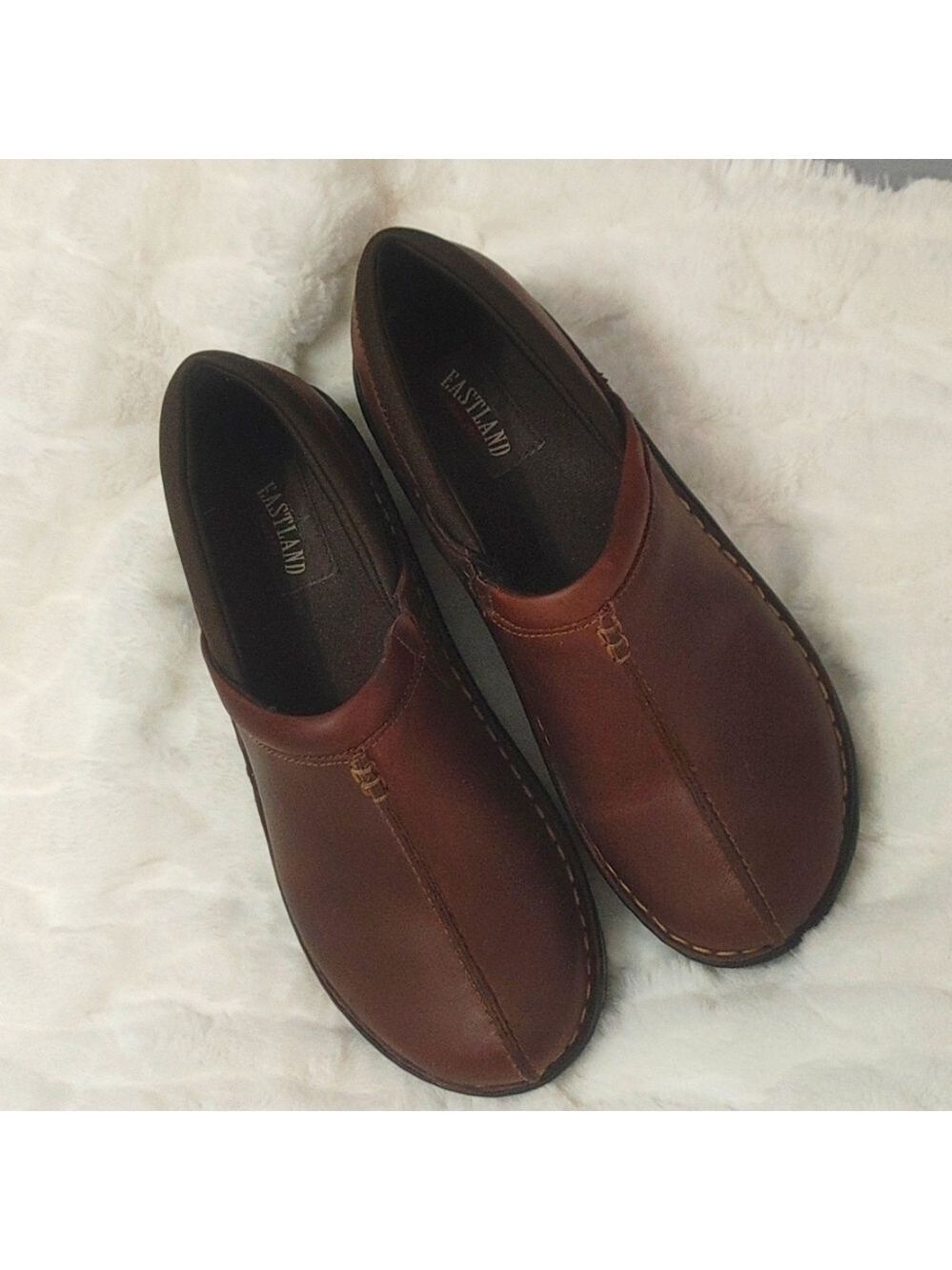 Eastland Rich Brown Leather Clogs Slip On "Kelsey" size 10M